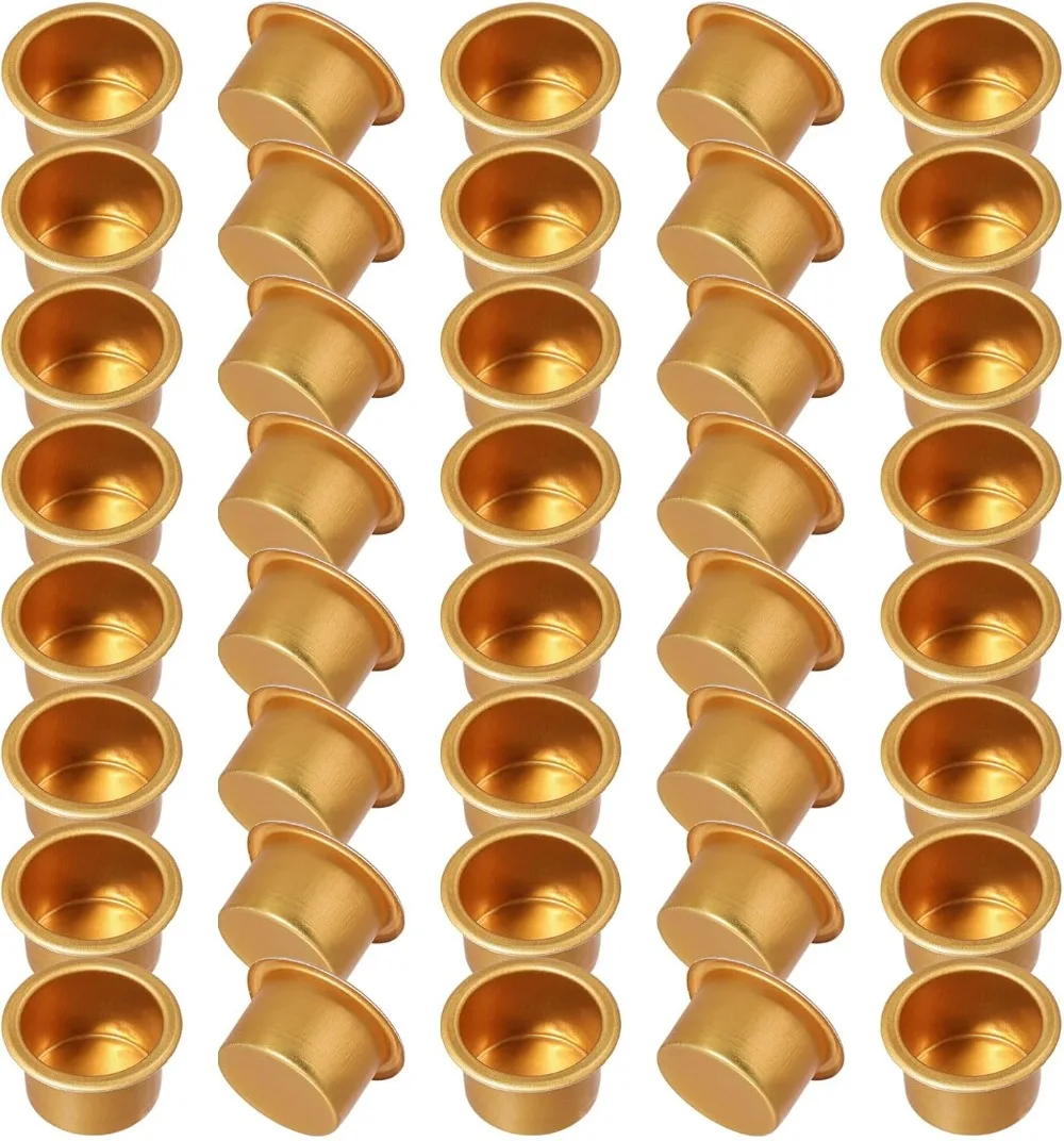 40 Pcs Metal Candle Inserts Mini Candle Cups Holders Candlestick Liners Holder Drip Protector Catchers Votive Inserts for DIY