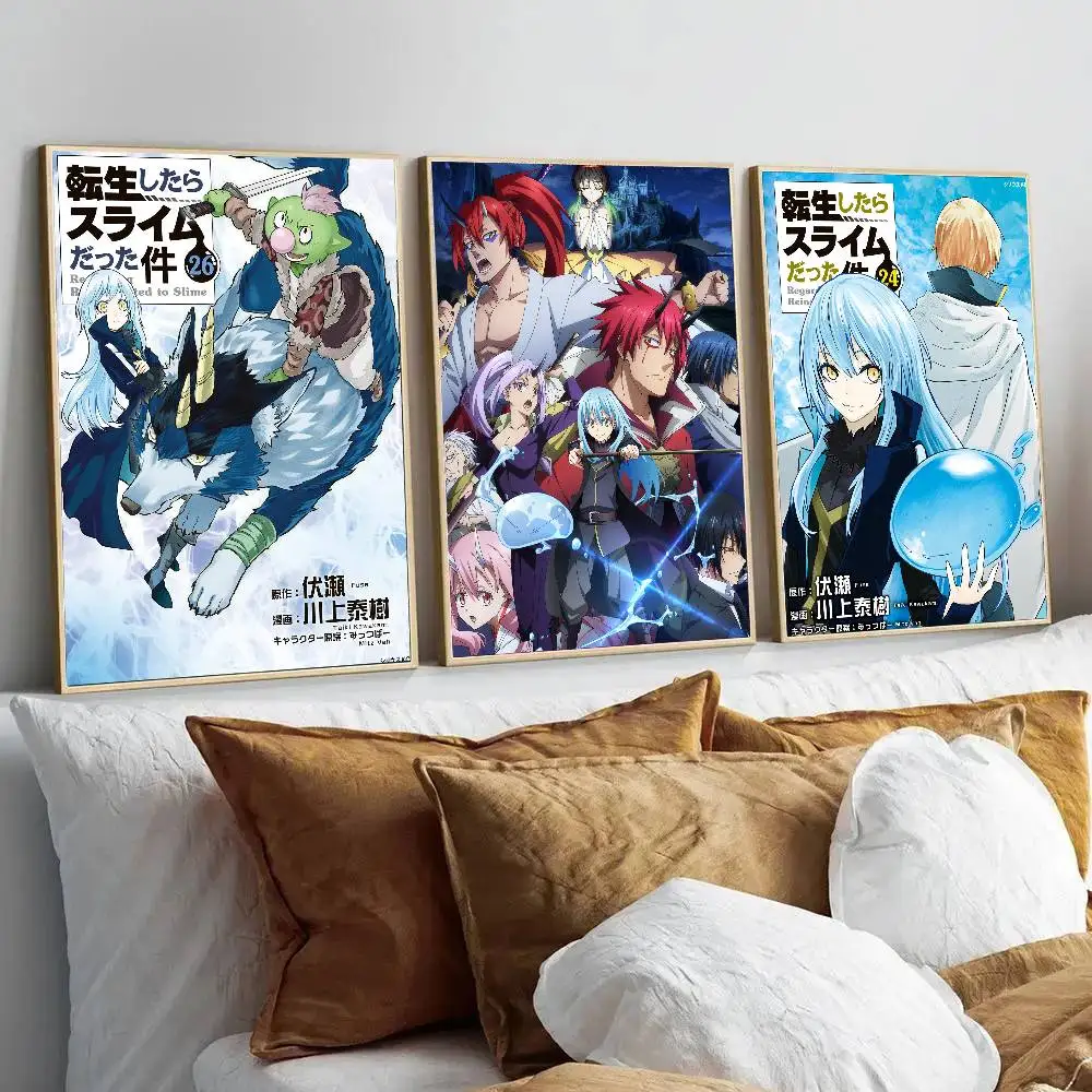 That Time I Got Reincarnated As A Slime Posters Living Room Bar Cafe Quality Canvas Vintage Style Comics Painting Art Home Wall