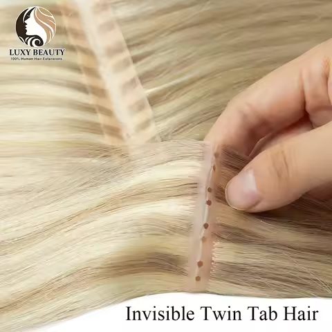 Blonde injected Hole Weft Human Hair Extensions Straight Twin Tab Butterfly Weft Natural Invisible Brown Hole Weft Extensions