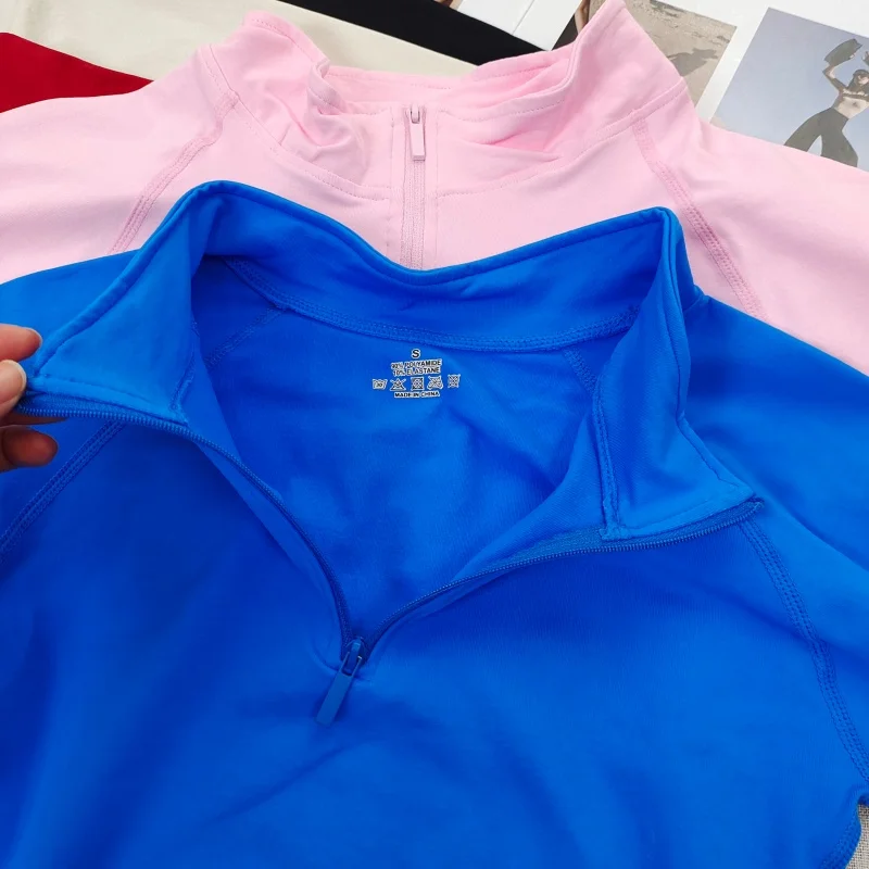 Women's Half Zip Workout Jacket - Slim Fit Long Sleeve Compression Top for Yoga Gym Training image 3