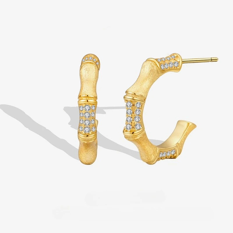 

New S925 Silver Gula Silk Bamboo Knot Earrings for Women's Niche Design, Light Luxury High End Earrings, Wedding Jewelry