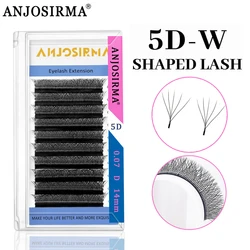 ANJOSIRMA 5D W shape eyelash extension automatic blooming with eyelashes C/D/DD wavy personal False eyelashes high quality