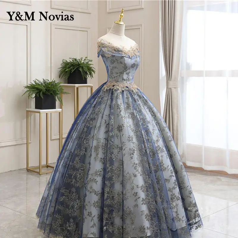 หวาน O-Neck Quinceanera เดรสแขนสั้น Party Prom Ball Gown คลาสสิกลูกไม้เย็บปักถักร้อย Vintage Plus Size Vestidos De 15 Anos