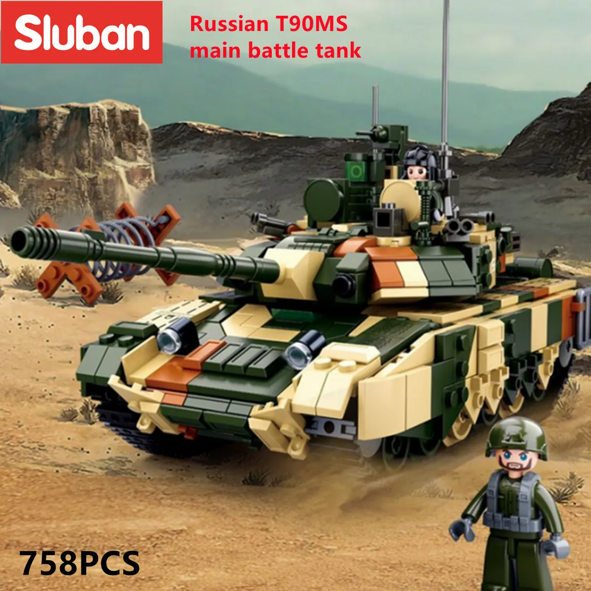 

Sluban Building Block Toys Army T90MS Main Battle Tank 758PCS Bricks B0756 Compatbile With Leading Brands Construction Kits