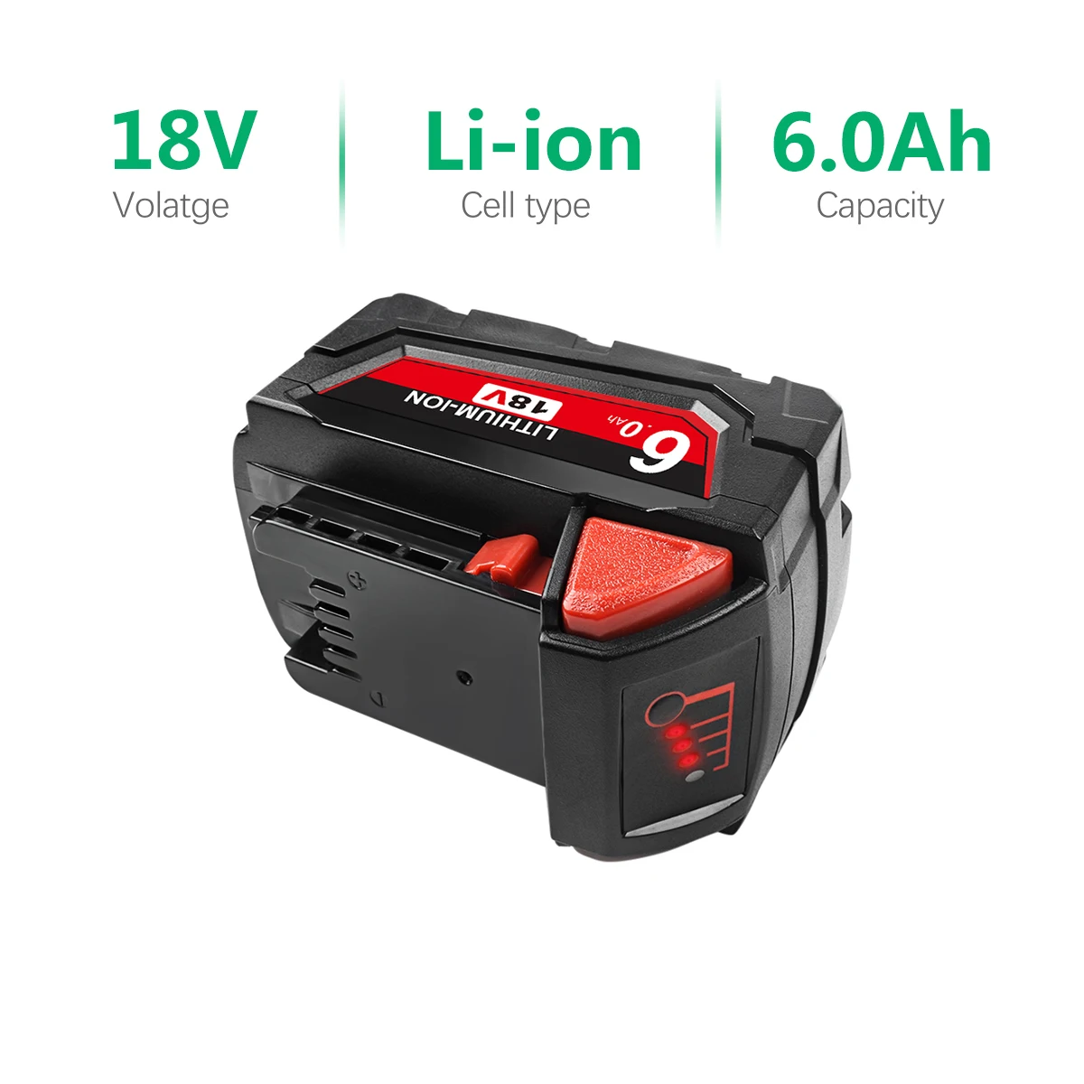 2x BATTOOL 6.0Ah 18V Energia Da Bateria Ferramenta para Milwaukee M18 48-48-11 11-1815-1850 2604-2604-20 22 2708-22 2607-22 48-11-1828