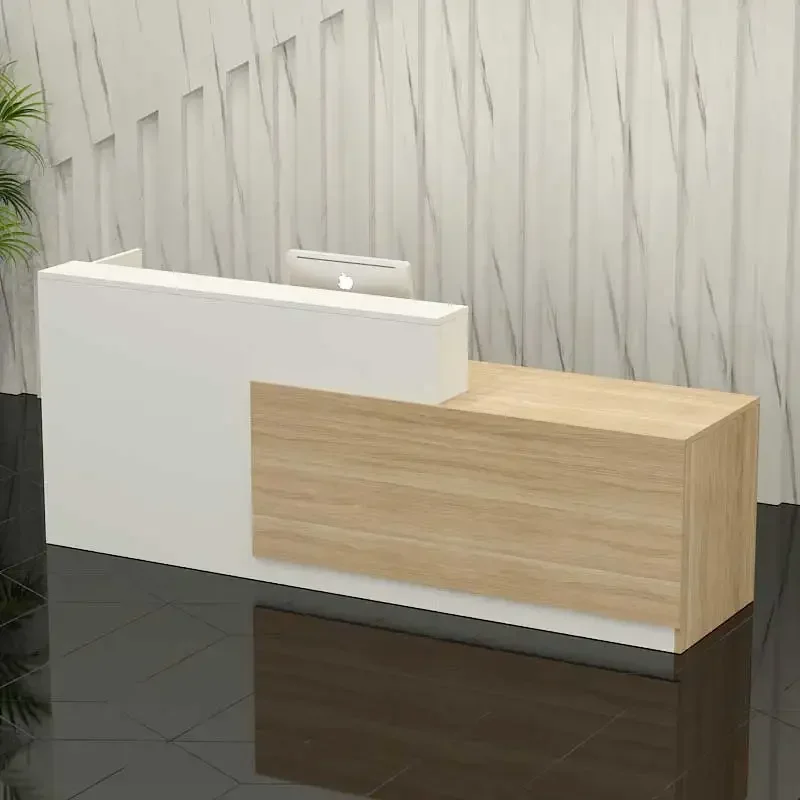 

Wood Counter Reception Desk Tall Display Cabinet Office Cashier Reception Desk Beauty Salon