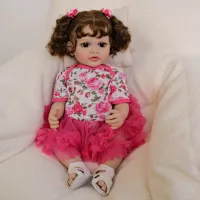 NPK 22inch Full Body Girl Betty Soft Silicone Vinyl Reborn Toddler 3D Skin Visible Veins Hand Rooted Hair Collectible Art Doll