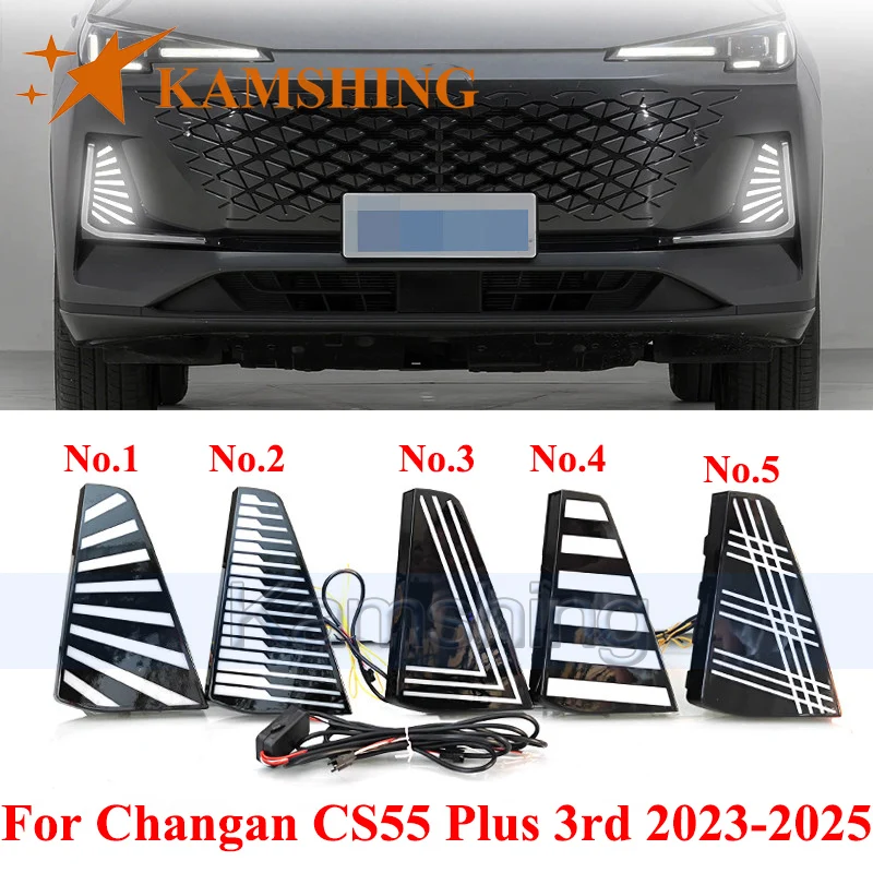 CAPQX 1pair LED Daytime Running Light For Changan CS55 Plus 3rd 2023-2025 DRL Day Light Foglamp Fog lamp Turn Signal Light