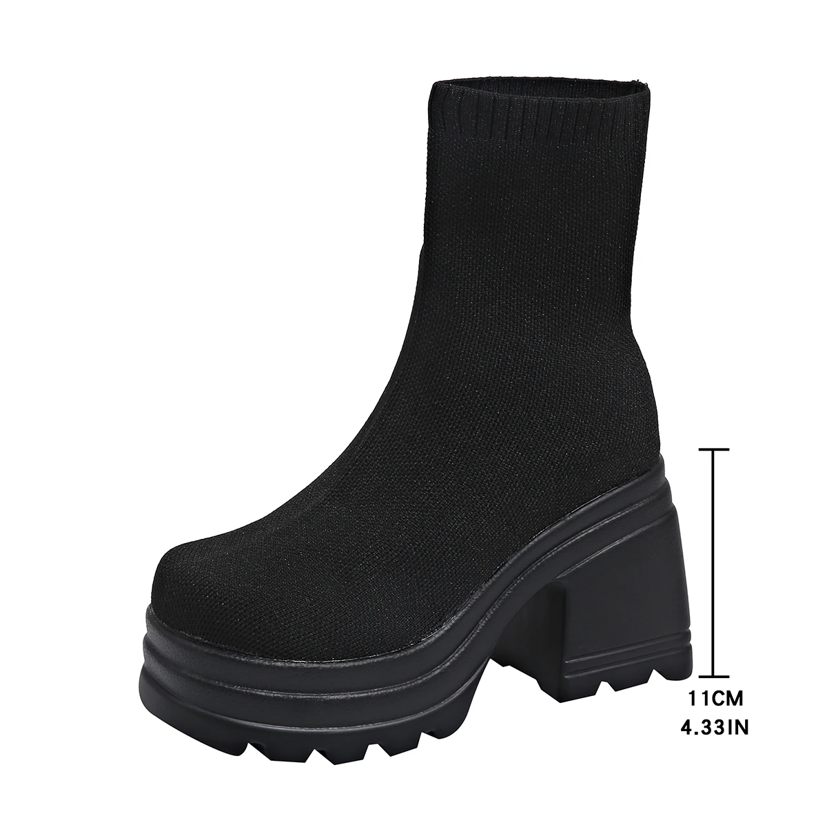 

Ankle Knitting Sock Boots Women High Heels Shoes Platform Chunky Autumn Goth Shoes New 2024 Walking Pumps Motorcycle Botas Mujer