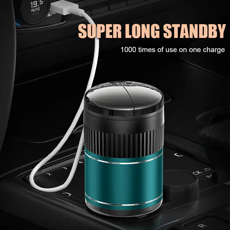 Car Smart Ashtray Automatic Opening Closing Infrared Sensor USB Rechargeable Smokeless Light-Sensitive Mirror Ashtray With Cover