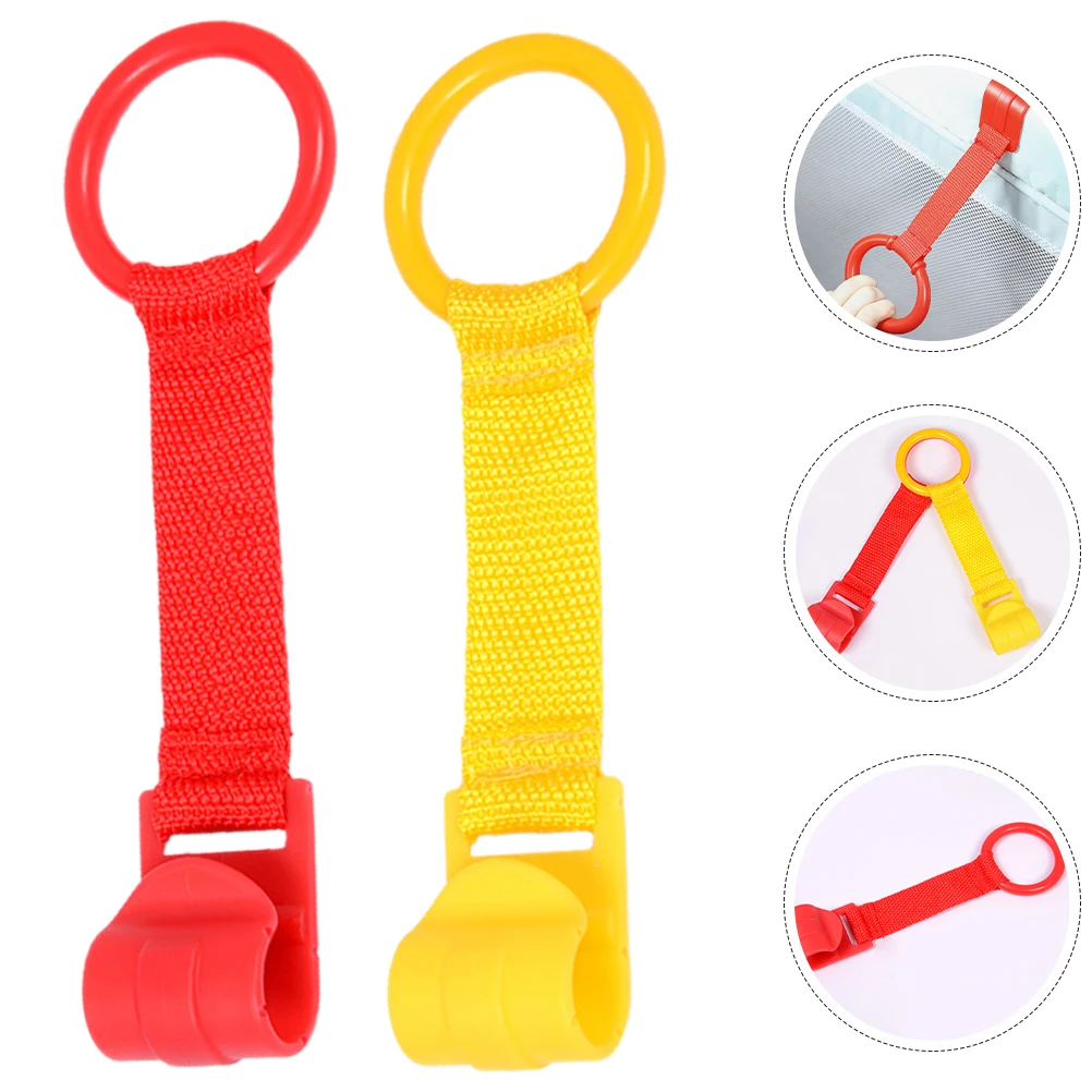 

4 Pcs Pull Up Rings Crib Sling Infant Bed Playpen Blue Green Toddler Handle Walking Toddler Hand Pull Rings Tools