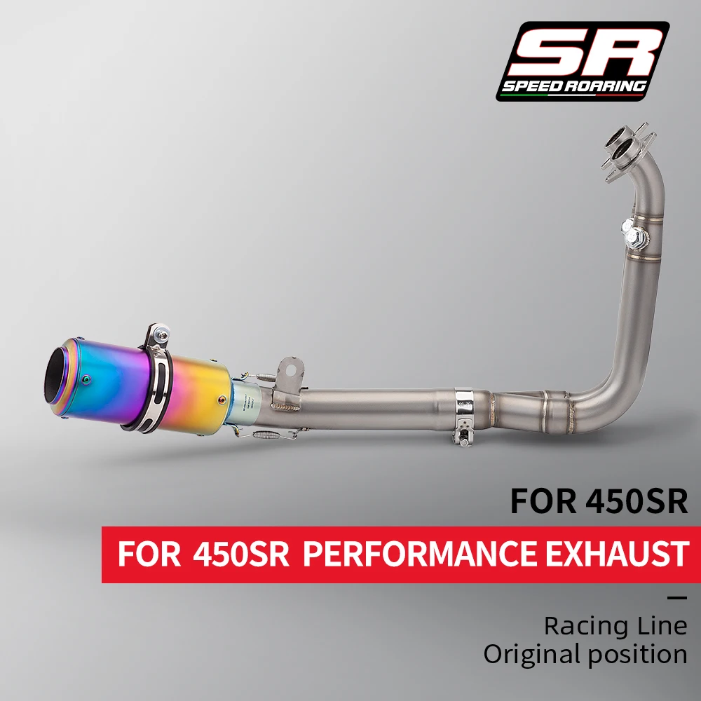For CFmoto 450sr High Quality Motorcycle Exhaust Full System Escape Modified Slip on Front Link Pipe Muffler with Carbon Muffler