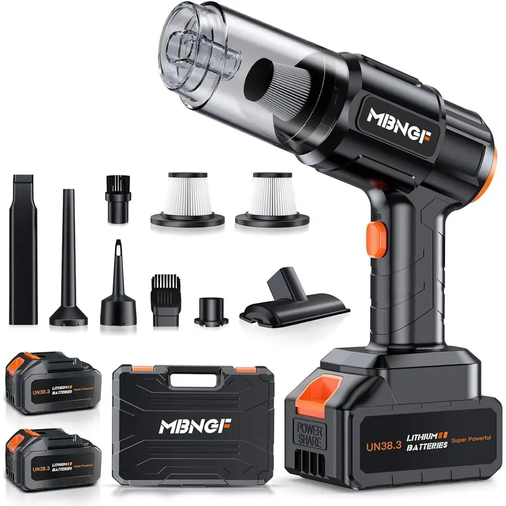 Portable Cordless 35000PA High Power Suction & Blower, Handheld Vacuum Cleaner for Car, Home, Desktop, Keyboard (Black)