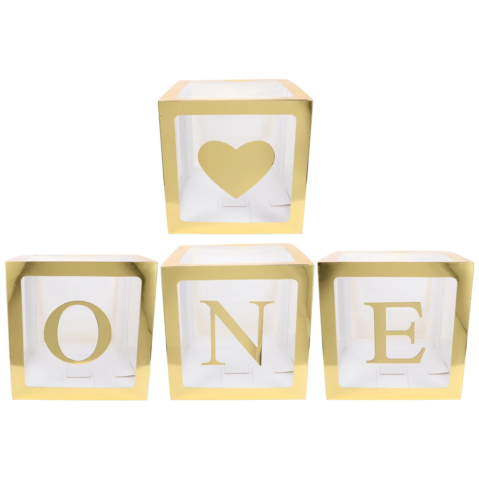 

4 Pcs Bright Balloon Letter Case Decorative Paper Party Decorations Birthday Photo Prop Baby Shower Gender Reveal Favor