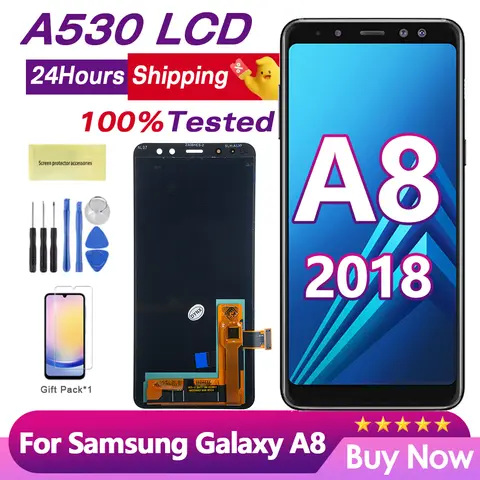 100% Tested For Samsung Galaxy A8 2018 A530 A530F LCD Display Touch Screen For Galaxy A8 Digitizer Assembly Replacement Parts