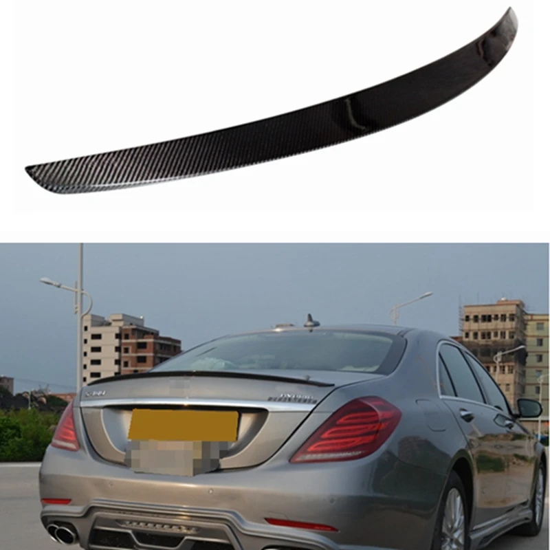 For Mercedes W222 Spoiler S Class S63 Carbon Fiber Rear Trunk Spoiler Wing S300 S350 S400 S500 S550 S63 4-door Sedan 2014 - UP