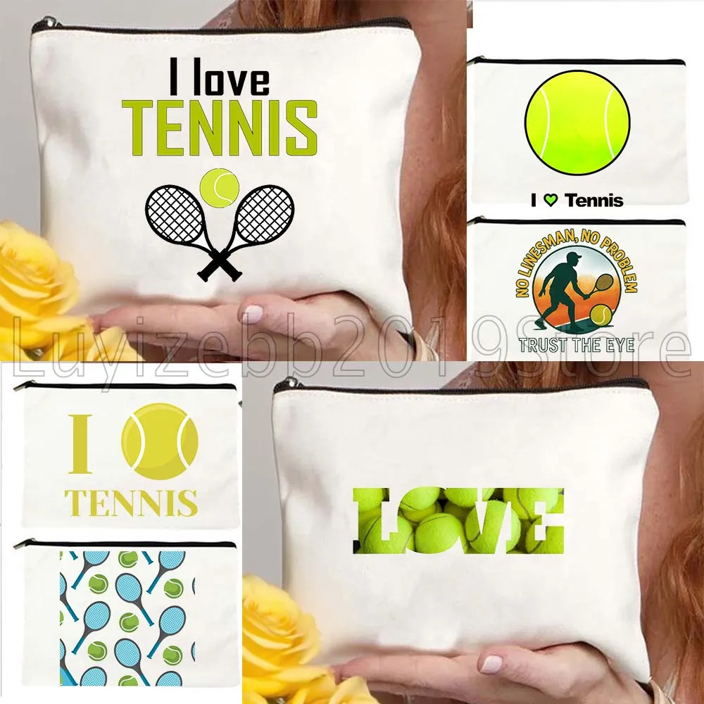 Funny Tennis Lover Player Tennis Ball Cute Gifts Cosmetic Bag Makeup Case Travel Bags Toiletries Organizer Storage Make Up Pouch