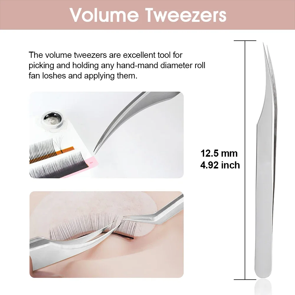 MASSCAKU 3D Volume Curved Strip Eyelash Tweezers Clip Individual False Eyelash Extensions Tweezers for Grafting Makeup Tools