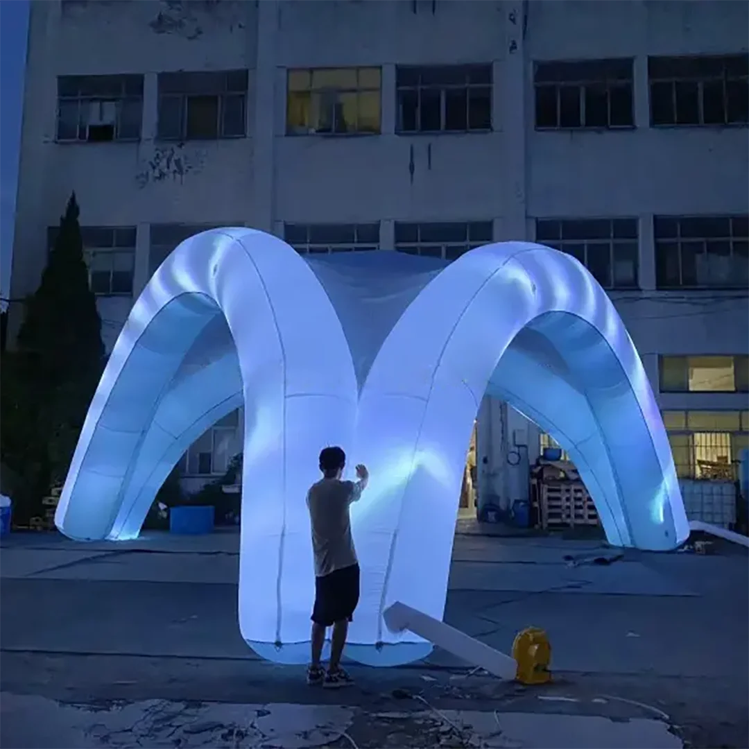 Giant Inflatable Arch Tent with Color Change LED Light Air Blow Nightclub Outdoor Event Decoration Props for Promotion