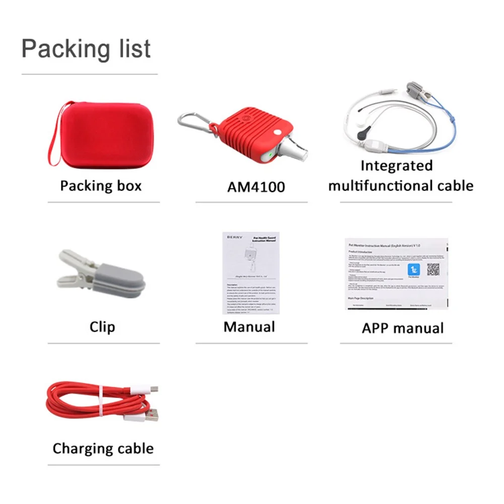 Bluetooth VET Veterinary Pulse Oximeter Vet Smart Wear SPO2 Pulse Rate ECG Monitor IOS APP