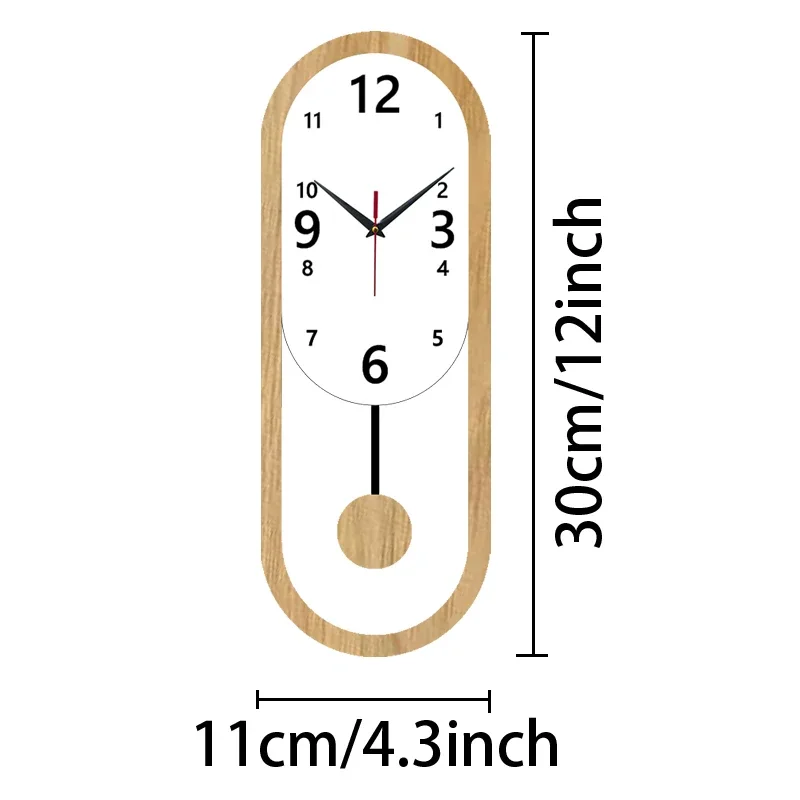 Silent Non-ticking Elliptical Swing Wall Clock - Home Decor Clock For Living Room, Bedroom, Office | Ideal Christmas Gift
