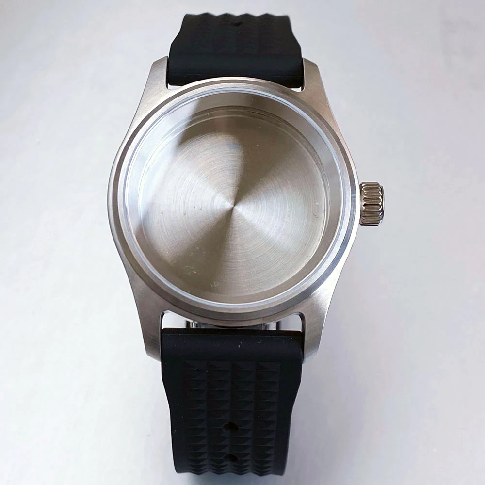 

Pilot Aviator Brushed Case 36/39mm 20BAR Screw Crown Rubber Band Fit NH34 NH35 ETA2824 SW200 Miyota8215 Sapphire Glass WatchPart