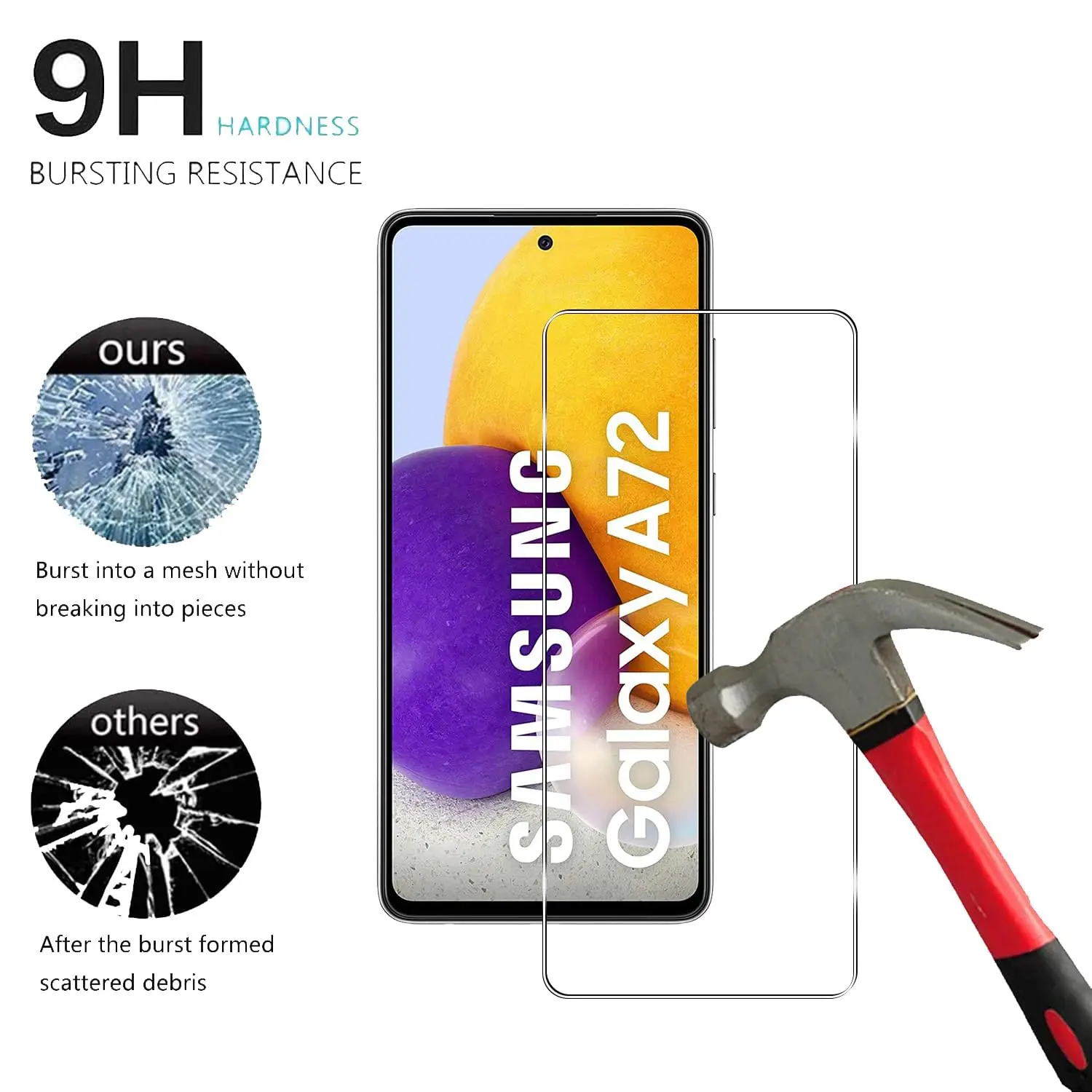 Pelindung layar Samsung Galaxy A72, sarung HP transparan jernih aluminium tinggi 9H HD ramah