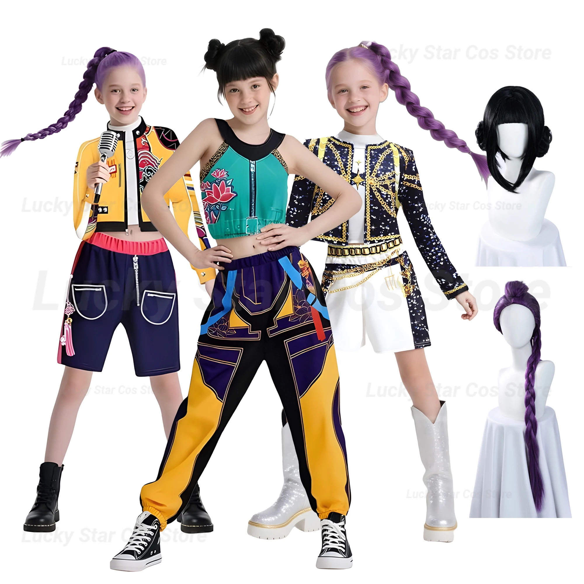 

Rumi Cosplay Costume KPop Demon Hunters Jacket Huntrix Uniform Zoey Wig Accessories Halloween Girls Cosplay Costume Stage Play