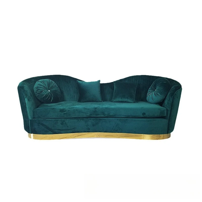 Modern fabric art sofa American light luxury velvet three-person living room sofa leisure chair combination