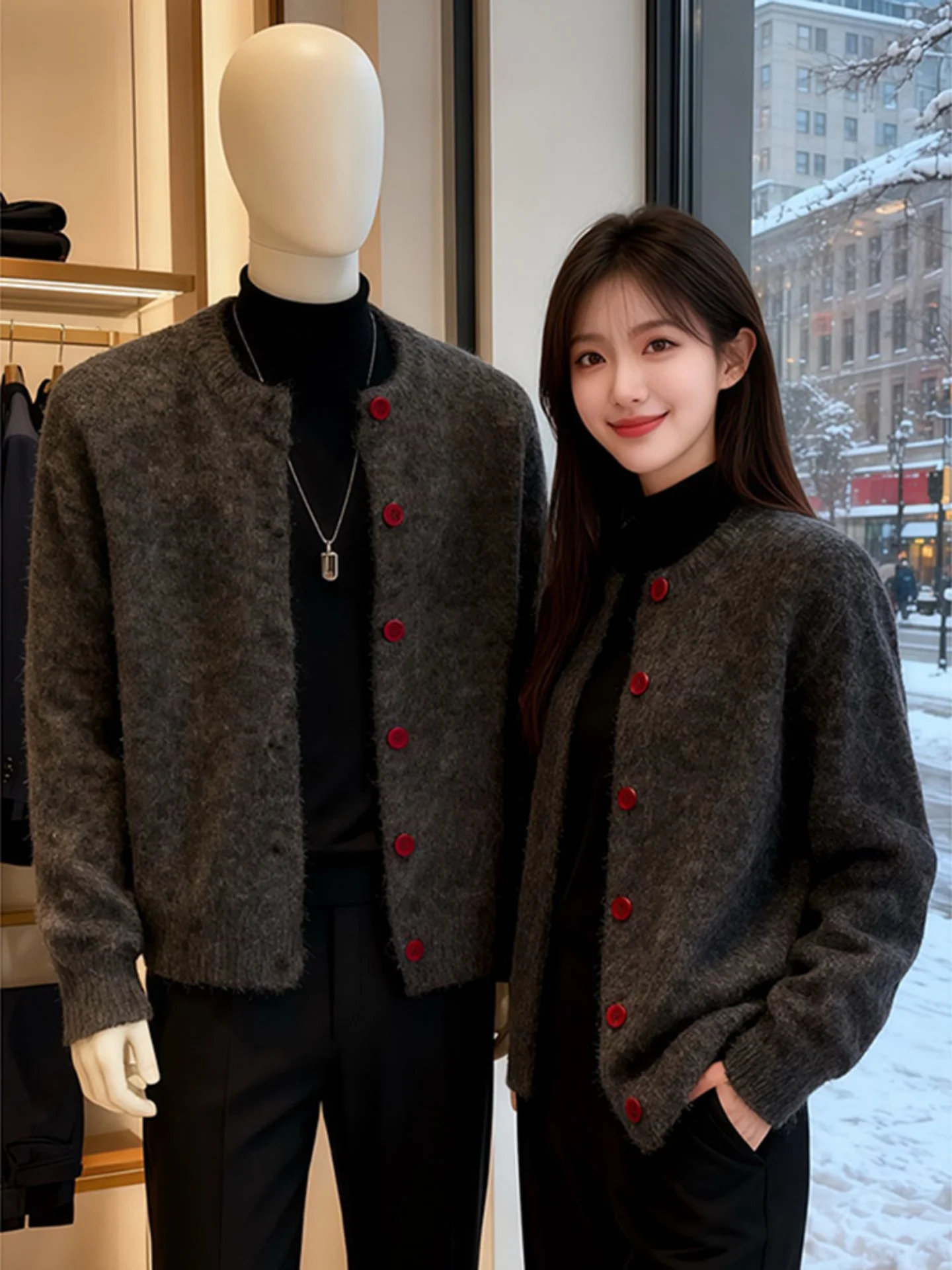 

Мужской вязаный кардиган в повседневном стиле: модный, трендовый, непринужденный, нейтральный, уличный стиль, зимний, с длинными рукавами