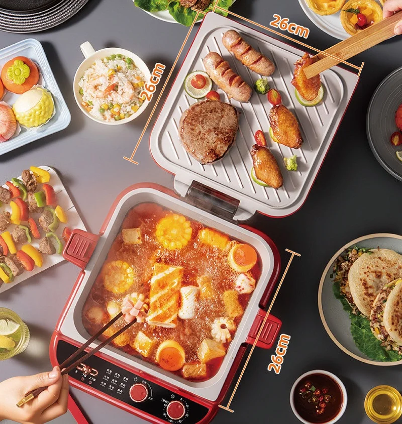 متعددة الوظائف الكهربائية فطيرة عموم على الوجهين التدفئة فطيرة عموم 4L إناء/ قدر للإزالة التيتانيوم الخزف غير عصا مقلاة