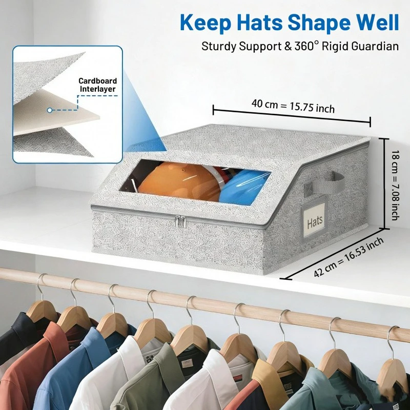 1PCS Hat storage box with multiple functions and large capacity, foldable baseball cap storage box cover, dust-proof