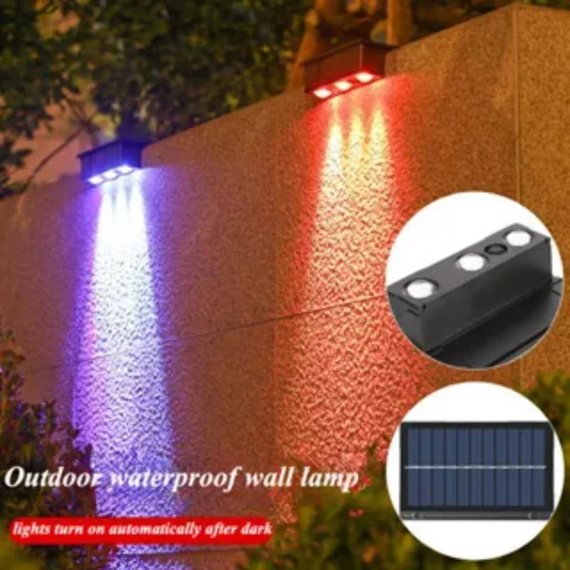 Imagem -02 - Impermeável ao ar Livre Solar Led Wall Light Pátio e Varanda Lâmpada Jardim Atmosfera Luzes Varanda Decorativa Lavagem Led