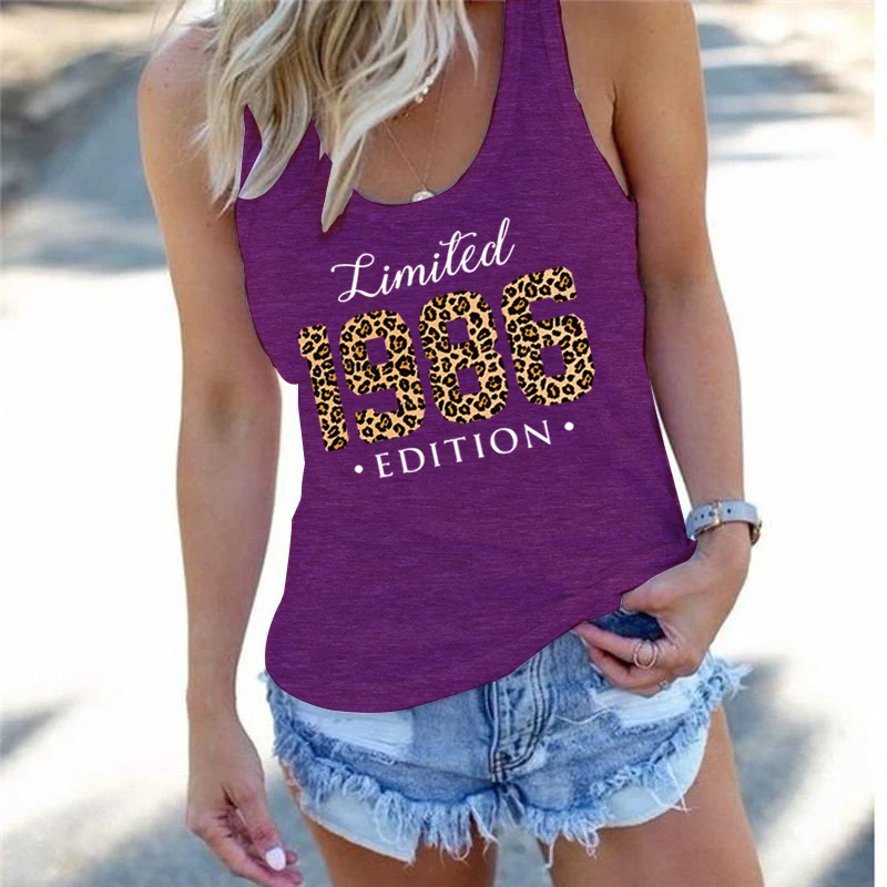 Limited 1986 Edition Printing New Racerback Tank Tops Vintage Fashion Birthday Anniversary T Shirts Sleeveless Women Suspenders