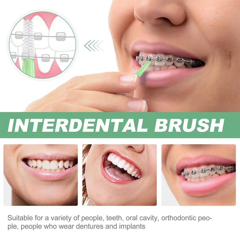 30 قطعة فرش بين الأسنان 0.8 مللي متر طرف رفيع يختار الأسنان للمرضى الأقواس إزالة البلاك الفعالة سهلة الحمل مجموعة منظف الفم