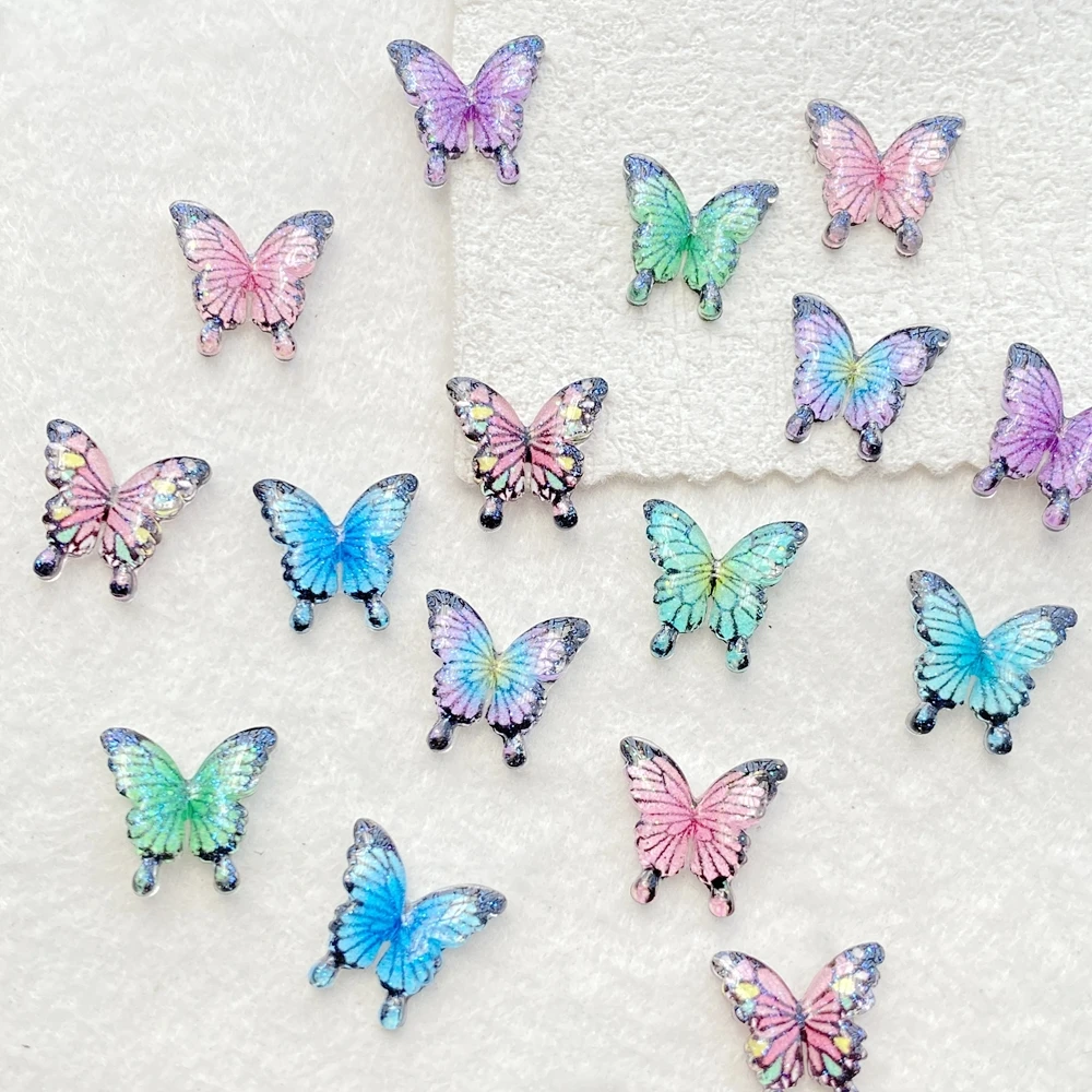 50Pcs Cute Mini Cartoon Colorful Butterflies Nail Art Resin Designer Charms DIY Craft For Nail 3D Decorations Jewelry - Image 6