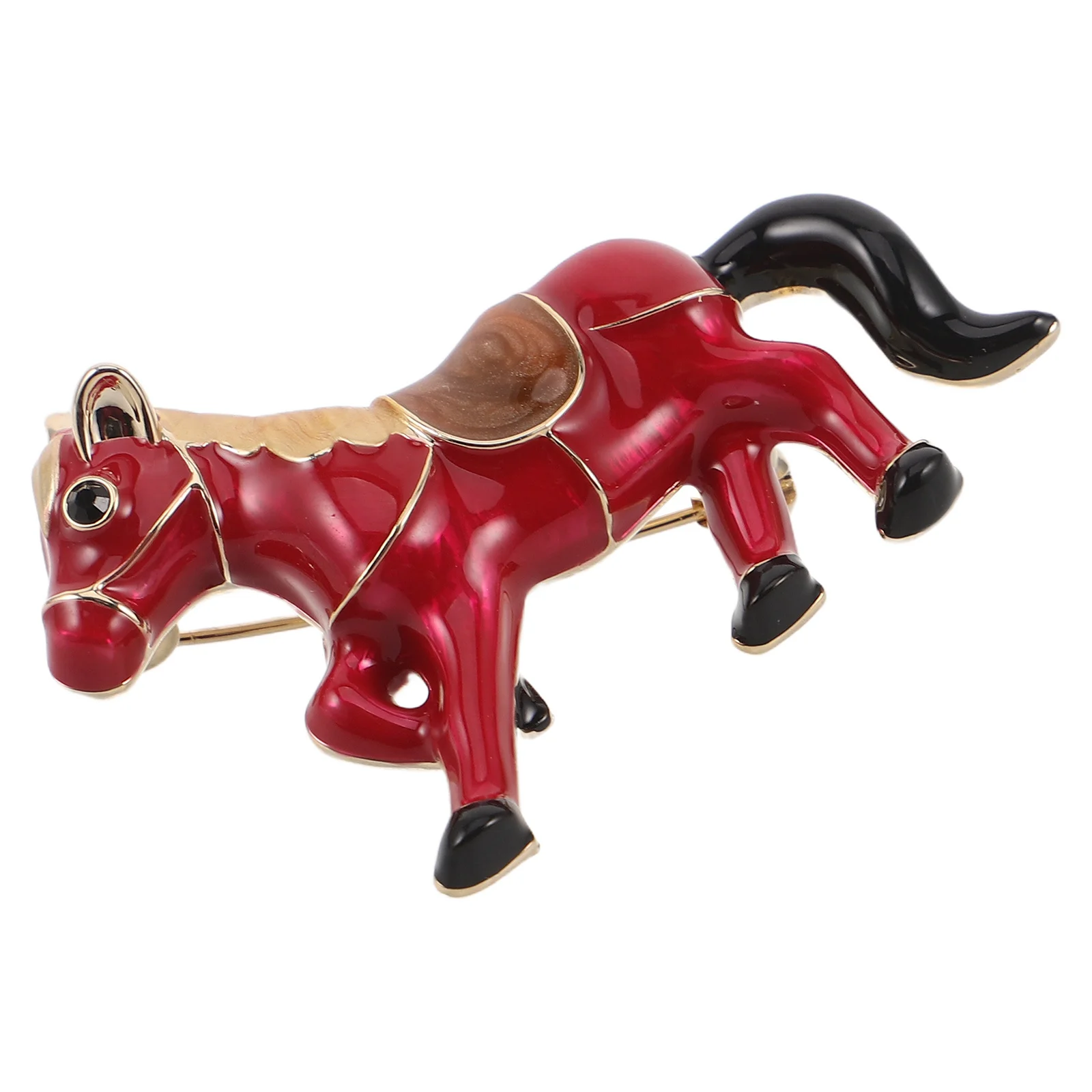 

Horse Brooch Pin Red Vintage Animal Art Decorative Clothing Accessory For Women Chinese New Year Mardi Gras Christmas Party