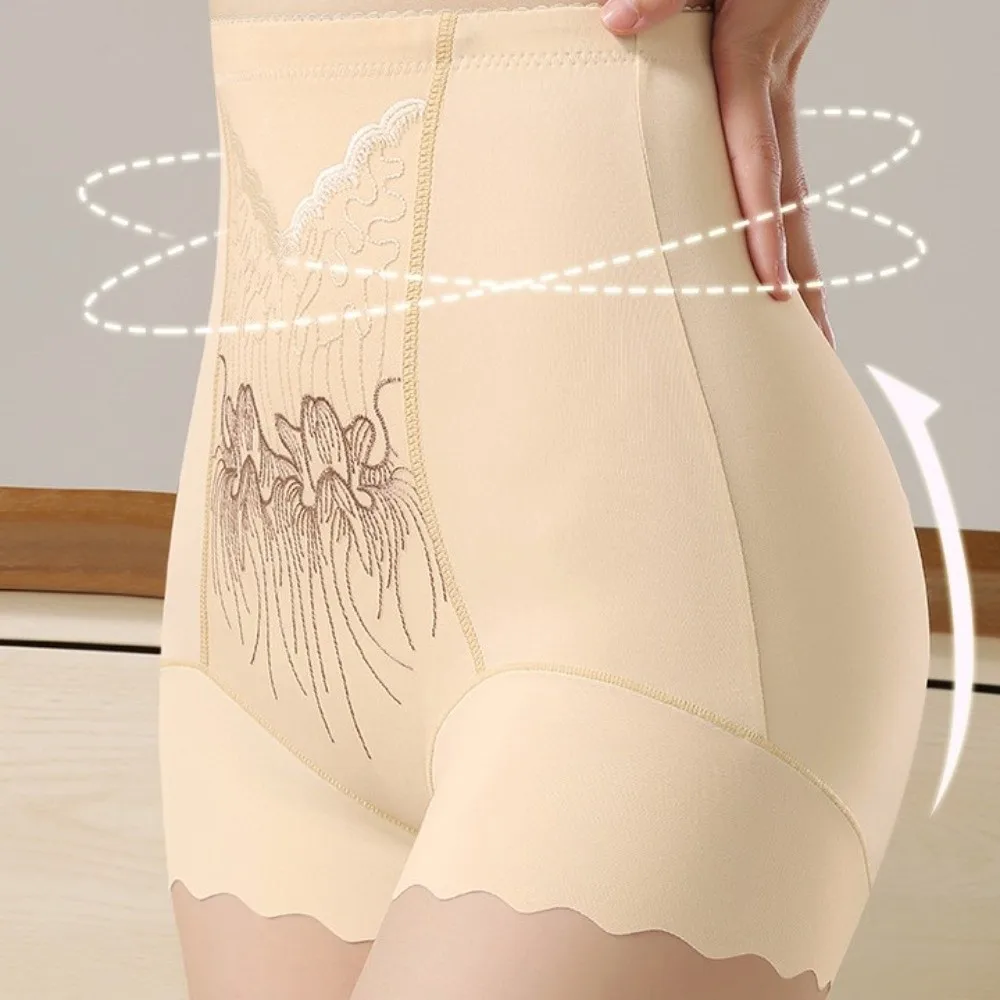 ارتفاع الخصر بعد الولادة محدد شكل الجسم ملابس داخلية التطريز زهرة بعقب رافع ملخصات البطن التعاقد الأزهار سراويل #5