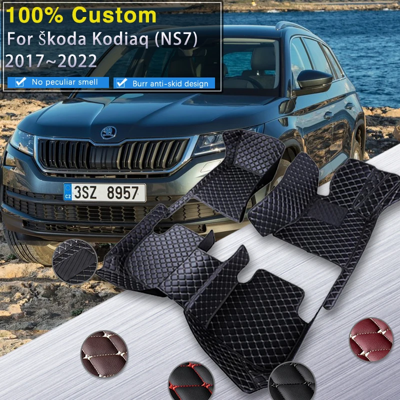 

Car Mats For Skoda Kodiaq NS7 2017~2022 2021 2020 Auto Carpets Rugs Pad Leather Floor Mat Interior Parts Car Accessories 5 Seat