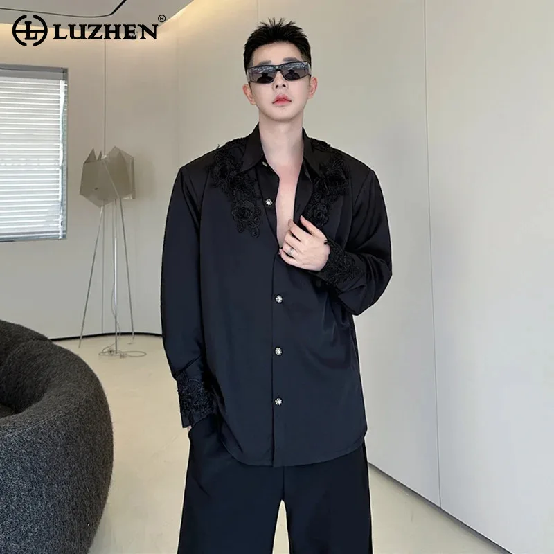

LUZHEN, трехмерные элегантные рубашки с длинными рукавами и вышивкой, новинка 2025 года, оригинальная красивая мужская одежда, повседневная JY4467