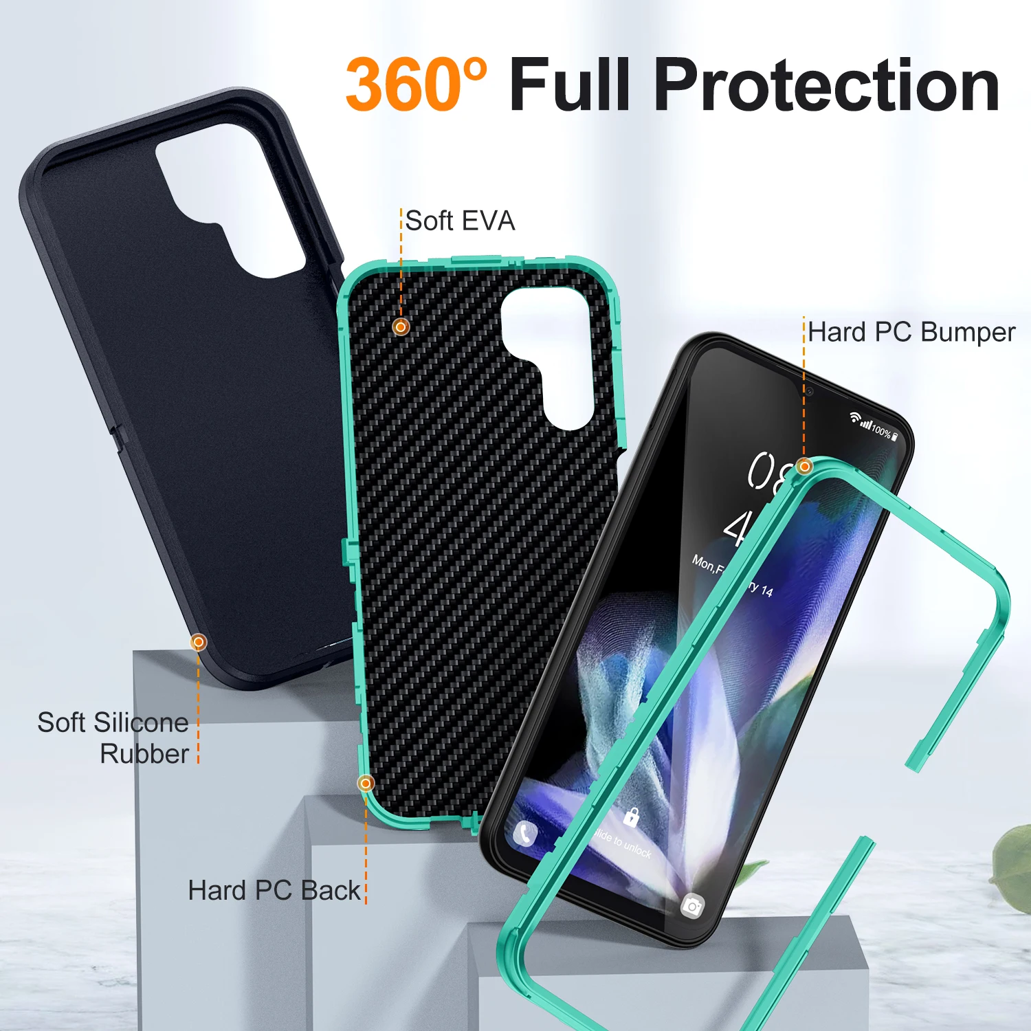 Case for Samsung Galaxy A15 A14 A13 A04S A54 A53 5G 4G Heavy Duty 3in1 Shockproof Anti-Scratch Rugged Protective with Full Cover