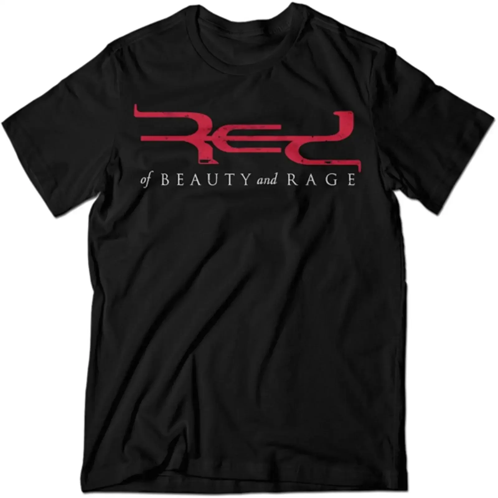 Bandshirt RED of Beauty and Rage Logo T-Shirt Exklusiv Schwarz Rundhals Neu Vintage Washed Casual Herren Streetwear Weich