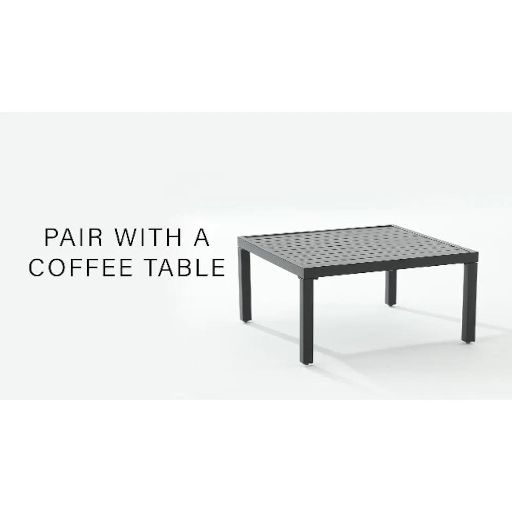 طاولة قهوة معدنية مقاومة للطقس في الهواء الطلق من بيرمونت للفناء والسطح والشرفة باللون الأسود غير اللامع #6
