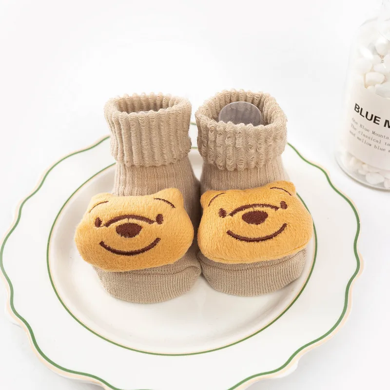 Cute Winnie the Pooh Baby Boy Socks Cotton Baby Socks Rubber Anti Slip Boy Girl Floor Kids Toddlers Sock Infant Newborn Gift