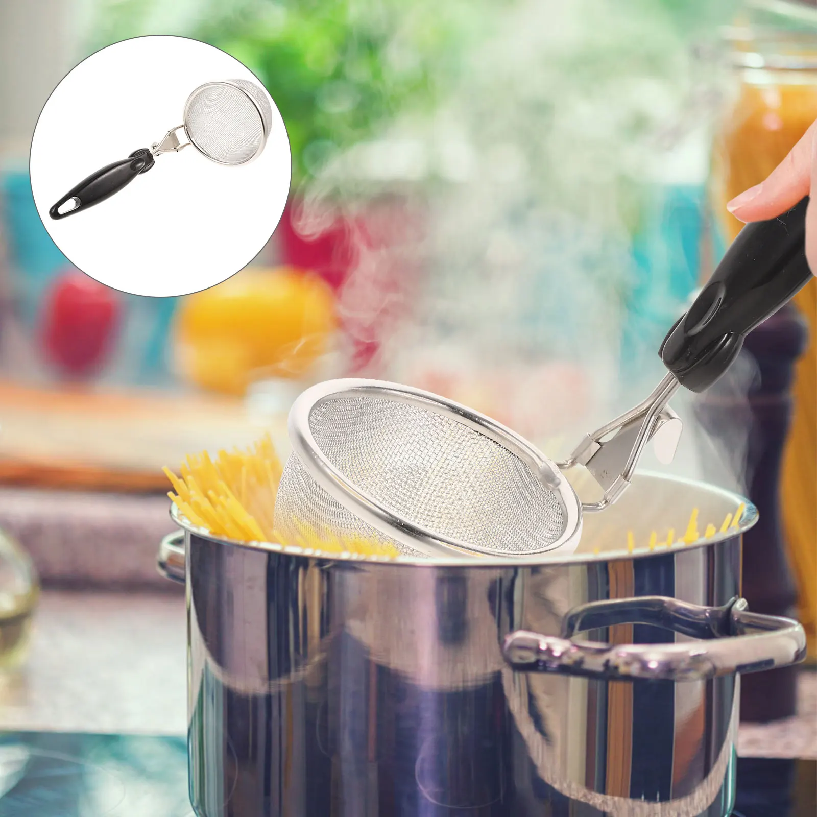 

Premium Stainless Steel Cooking Strainer Kitchen Slotted Pasta Scoop Fried Food Colander Strainer Spoon Metal Filter Spoon For