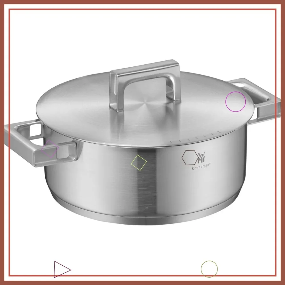 

24cm Stainless Steel Stewing Pot 4.1L Induction Compatible with Heat-Reducing Handles Dishwasher Safe