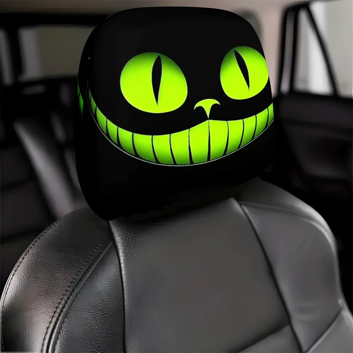 2pcs Headrest Covers Car Funny 2pcs Headrest Covers Funny 2pcs Fantasy Smile Mystical Cat Eye Car Headrest Covers Universal