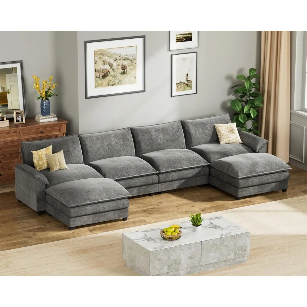 

159" Modular Sectional Sofa, U Shaped Sofas Couch with Reversible Ottoman, Deep 4-Seat Cloud Couch for Living Room, sofa