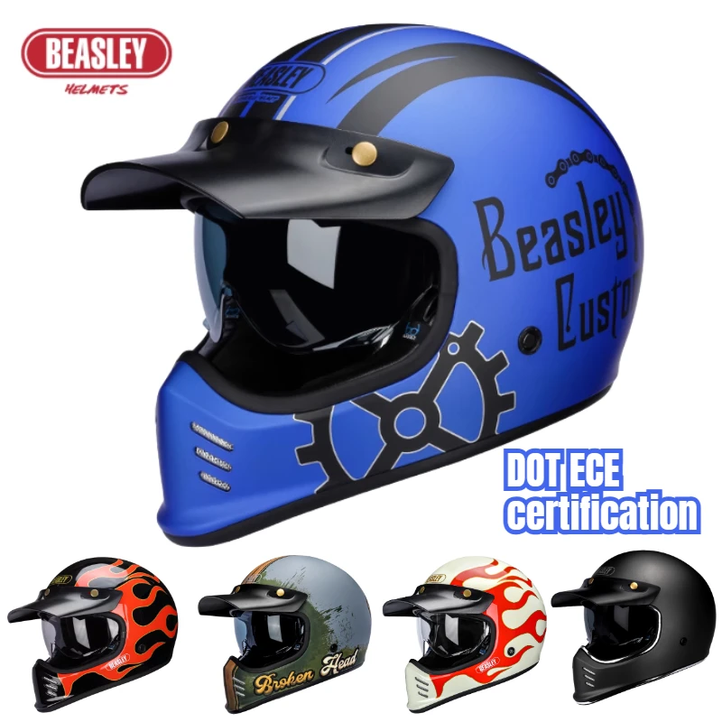 

Japanese style pointed nose Vintage Full Face Moto Helmet De Moto Capacete Jet Helmet Breathable Safety Double Lens Motorbike