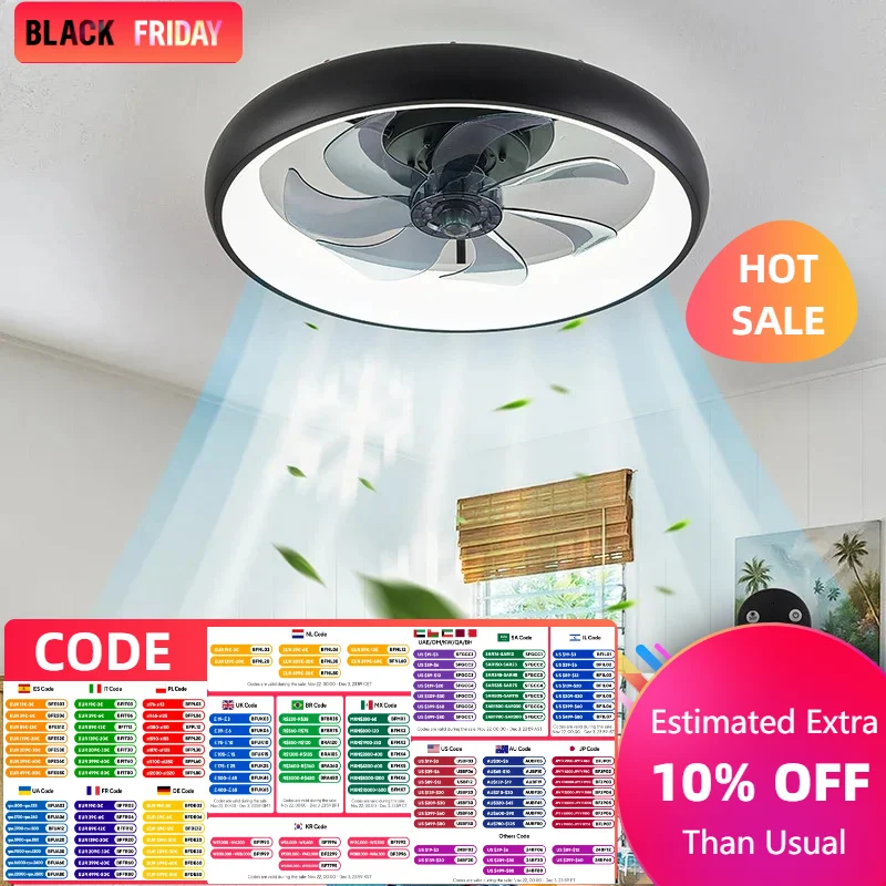 Modern Ceiling Fans Remote Chandelier Lamp Restaurant Bedroom Variable Frequency Invisible Fan Hanging Lights 6 Speeds Timming